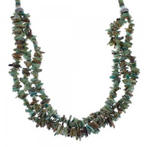 Native American 3-Strand Turquoise And Silver Bead Necklace EX32999