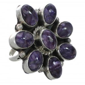 Charoite Sterling Silver Navajo Jewelry Ring Size 6 EX26346