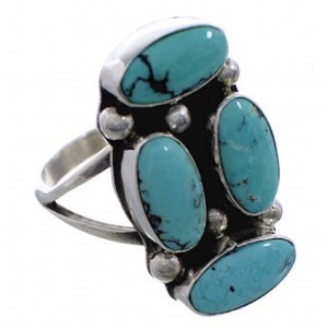 Turquoise Native American Sterling Silver Ring Size 7-3/4 EX25032