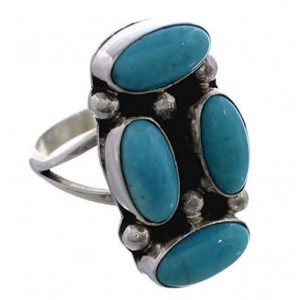 Silver Turquoise American Indian Jewelry Ring Size 6-1/4 EX25043