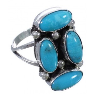 Turquoise Navajo Indian Jewelry Silver Ring Size 7-3/4 EX29833