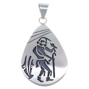 Hopi George Phillips Prayer Sticks Kachina Figure Silver Pendant EX53851