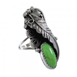 Navajo Sterling Silver Gaspeite Leaf Ring Size 5-1/4 AX96946