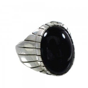 American Indian Onyx And Sterling Silver Ray Jack Ring Size 11-1/2 RX97680