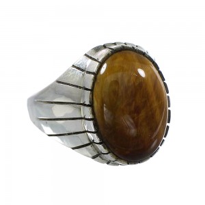 Authentic Sterling Silver Tiger Eye Ray Jack Native American Ring Size 12-1/4 RX97694