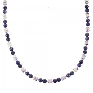 Purple Agate And Botswana Sterling Silver Native American Bead Necklace AX98576