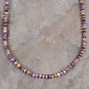 Purple And Orange Oyster Shell Silver Navajo Bead Necklace JX130247