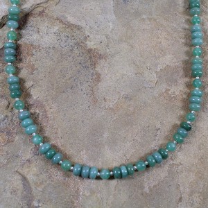 Aventurine Sterling Silver Native American Bead Necklace AX100107