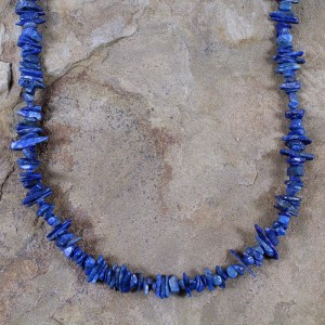 Denim Lapis Sterling Silver Bead Necklace AX100114