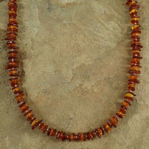 Amber Sterling Silver Navajo Bead Necklace AX100223
