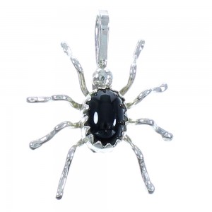Sterling Silver And Onyx Native American Spider Pendant RX102326