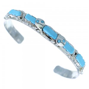 Turquoise Sterling Silver Effie Calavaza Zuni Snake Bracelet RX103473
