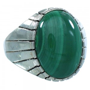 Genuine Sterling Silver Malachite Ray Jack Navajo Ring Size 12-1/2 TX103071
