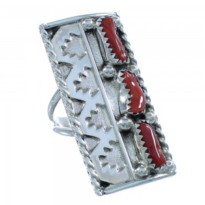 Navajo Coral Sterling Silver Ring Size 6-1/2 TX104110