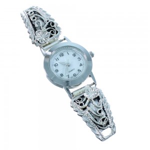 Navajo Authentic Sterling Silver Flower Watch SX105476