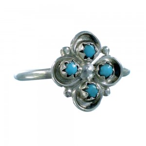 Zuni Turquoise Sterling Silver Jewelry Ring Size 6-3/4 SX106137