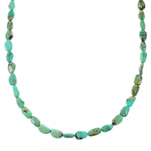 Southwestern Genuine Sterling Silver Kingman Turquoise Bead Necklace SX106626