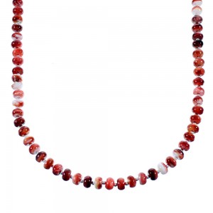Sterling Silver Native American Red Oyster Shell Bead Necklace RX106868
