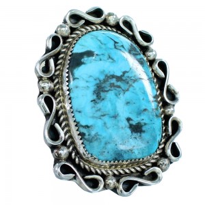 Sterling Silver American Indian Turquoise Statement Ring Size 9-1/4 SX107708