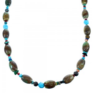 Multicolor Genuine Sterling Silver Navajo Bead Necklace SX108097