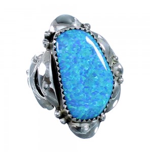 Navajo Sterling Silver Blue Opal Ring Size 6-1/2 SX109200