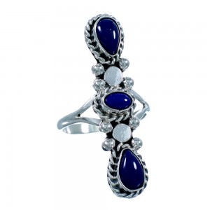 American Indian Sterling Silver Lapis Ring Size 7-1/2 RX109968