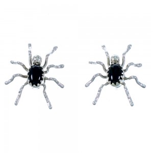Navajo Onyx And Sterling Silver Spider Post Stud Earrings SX109927