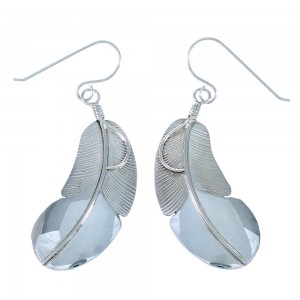 Navajo Genuine Sterling Silver Feather Hook Dangle Earrings SX109918