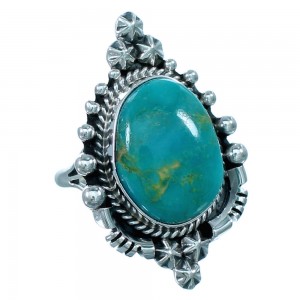 Native American Sterling Silver Turquoise Ring Size 7-3/4 RX110759