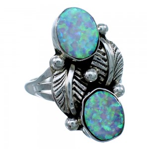 Navajo Opal And Sterling Silver Leaf Ring Size 6-1/4 SX111553
