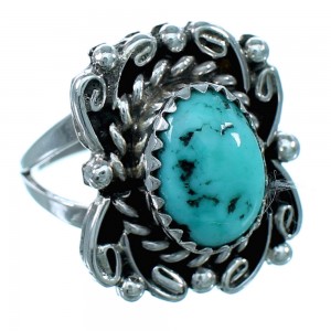 Turquoise American Indian Authentic Sterling Silver Ring Size 5-1/2 SX111683