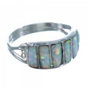 Zuni Genuine Sterling Silver Opal Ring Size 8-3/4 RX112948