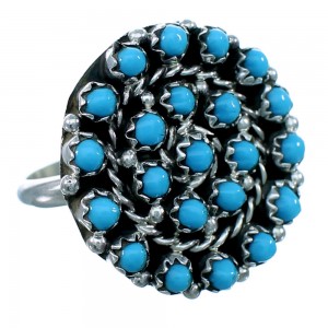 Zuni Authentic Sterling Silver Turquoise Ring Size 9-1/4 RX112620