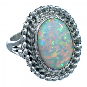 Navajo Indian Opal Sterling Silver Ring Size 5-3/4  LX113866