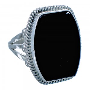 Onyx Navajo Sterling Silver Ring Size 6 BX116074