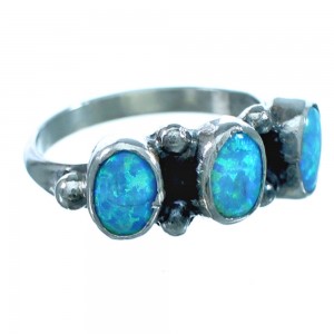 Navajo Blue Opal Sterling Silver Ring Size 7-1/2 DX115944