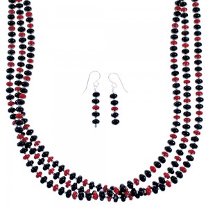Sterling SilverAmerican Indian Bead Necklace And Earrings Set ZX116290