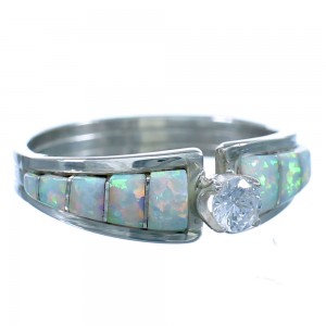 Opal And Sterling Silver CZ Zuni Ring Size 10 RX117569