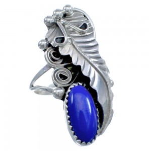 Navajo Lapis Lazuli Genuine Sterling Silver Leaf Ring Size 6-1/2 CB118685