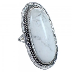 Howlite Genuine Sterling Silver Navajo Ring Size 8-3/4 CB118712