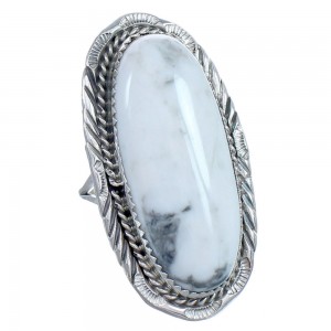 Native American Howlite Twisted Sterling Silver Ring Size 8 CB118720