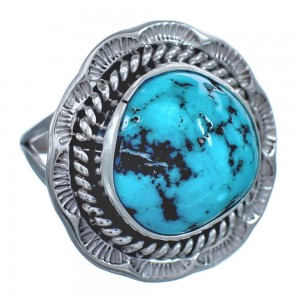 Native American Sterling Silver Turquoise Ring Size 6-3/4 BX118987