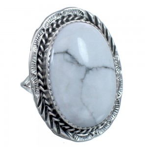 Sterling Silver Navajo Howlite Ring Size 7-3/4 BX119179