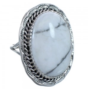 Sterling Silver American Indian Howlite Ring Size 7-1/2 BX119181