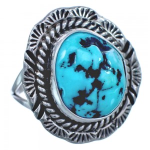 American Indian Sterling Silver Turquoise Ring Size 6-3/4 BX119250