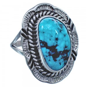 Twisted Sterling Silver Turquoise American Indian Ring Size 6-3/4 BX119254