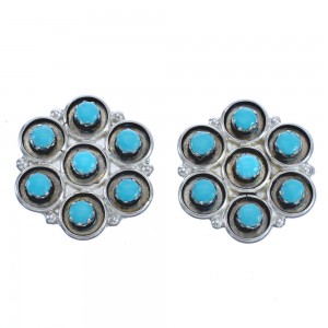 Navajo Turquoise Multistone Sterling Silver Post Earrings BX119038