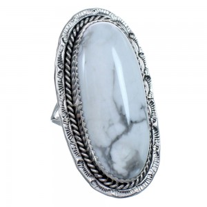 Howlite Authentic Sterling Silver American Indian Ring Size 7-3/4 BX119685