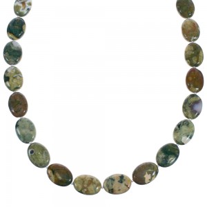 Hand Strung Sterling Silver Rhyolite Bead Necklace RX119186