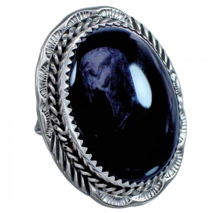 Onyx Authentic Sterling Silver Native American Ring Size 7-1/2 BX119463